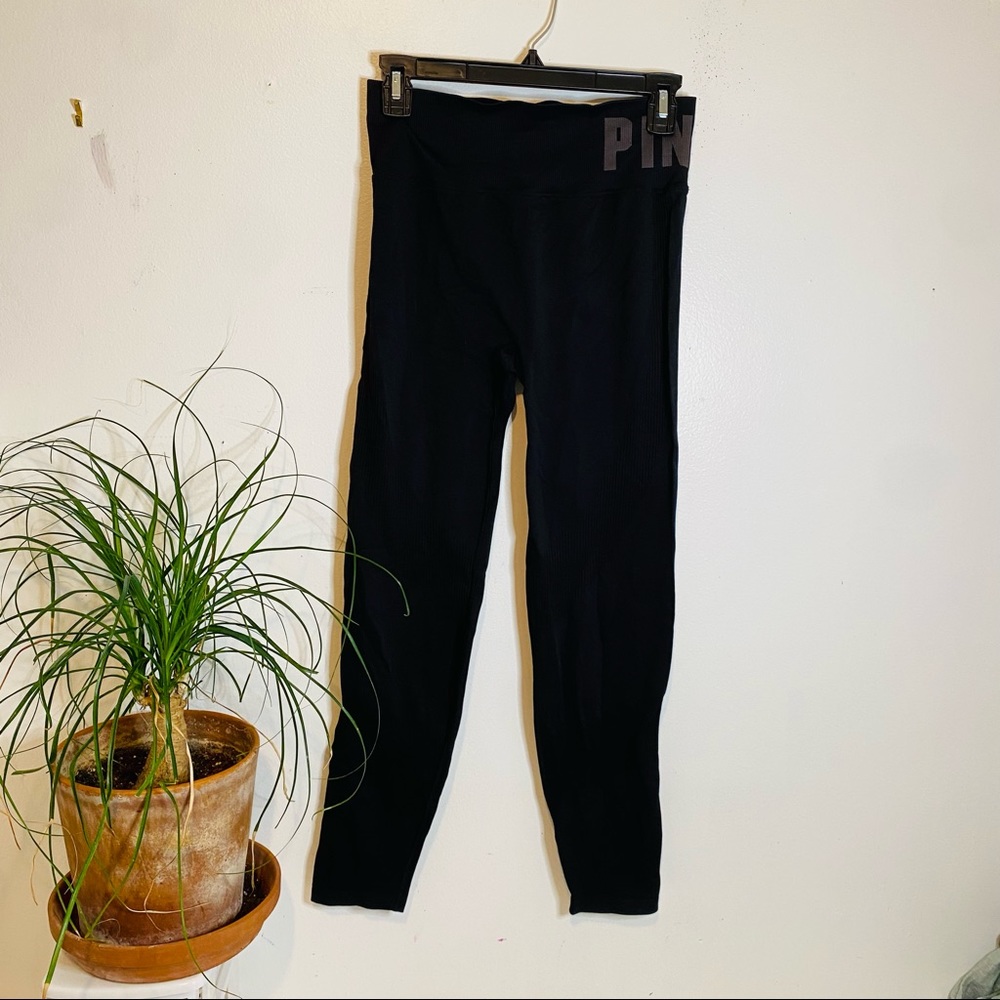 Pink Legging Victoria’s Secret Black Stretchy Medium With Waistband Pocket NWOT